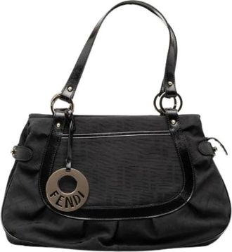 Fendi Pre-owned Shoulder Bags, female, Black, Size: ONE SIZE Pre-owned Canvas Shoulder Bag