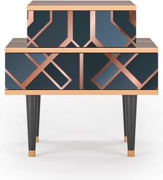 StoryZ Mesita de noche azul-verde 2 cajones L 58 cm