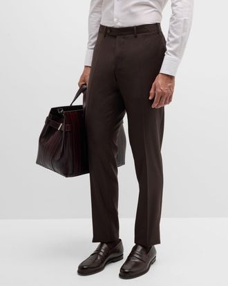 Canali Mens Solid 150s Wool Twill Pants