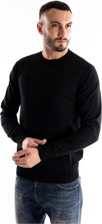 Paolo Pecora Rondgebreide trui - Heren - Ronde hals truien - Zwart - 2XL - Wol - Truien & Vesten
