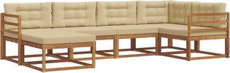 vidaXL Conjunto De Sof&aacute;s De Exterior 6 Uds. Natural Y Beige Vidaxl