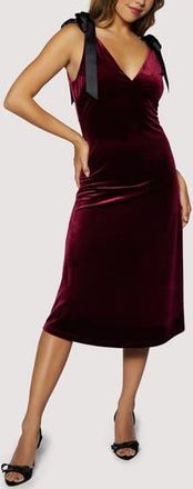 Lost + Wander Adorned Virtue Bow Detail Velvet Midi Dress in Plum at Nordstrom Rack, Size X-Small