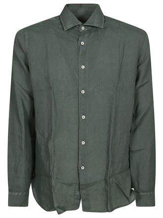Xacus Linen Long-Sleeved Shirt With Button-Down Front And Classic Collar