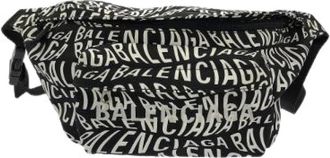 Balenciaga Pre-owned Logo Wave Wheel Belt Pack Nylon Heuptas - Heren - Vintage Heuptassen - Zwart - ONE Size - Nylon - Vintage
