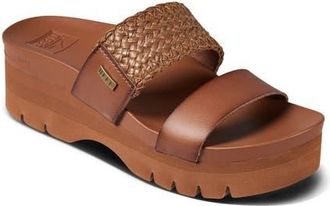 Reef Cushion Vista Higher Platform Slide Sandal in Espresso Raffia at Nordstrom, Size 8