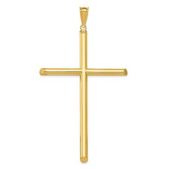 Diamond2Deal 14k Yellow Gold Polished Tube Cross Pendant