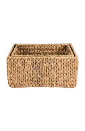 Happimess Leif Rustic Minimalist Hand-Woven Hyacinth Nesting Baskets with Handles in Natural at Nordstrom
