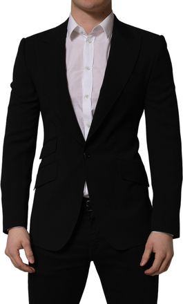 Dolce & Gabbana Black Wool Single Breasted Men Blazer Jacket Vigin Clothing