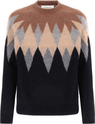 Laneus Diamond Pattern Knitwear In Earthy Tones