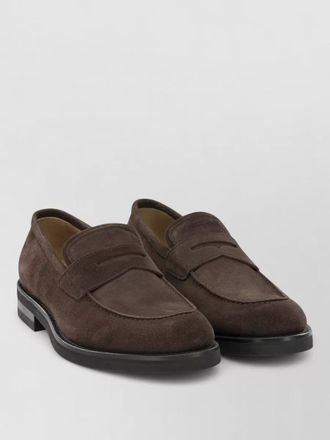 Ferragamo stefano suede loafers round toe rubber sole
