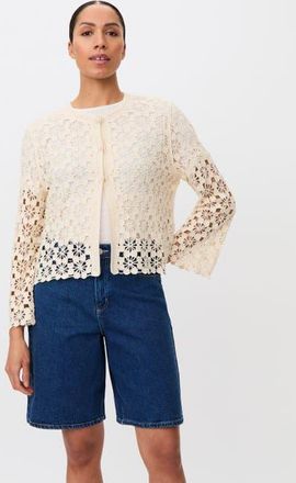 Masai Malittalis Crochet Floral Cardigan in Fog at Nordstrom, Size X-Small/small