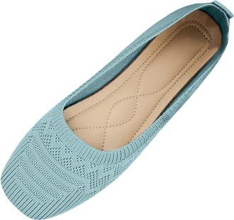 Generic Womens Knitted Ballet Flats Mesh Casual Slip On Ballet Pumps Comfortable Round Toe Wide Fit Work Dress Shoes Solid Color Anti-Slip Walking Sneakers Fo
