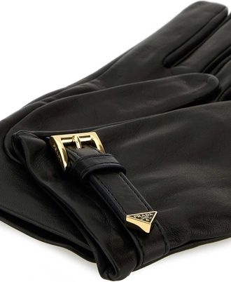 Prada Womens Nappa Leather Gloves Black Lambskin