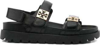 Tory Burch Black Logo Leather Sandals