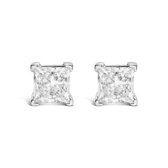 House of Brilliance 14K White Gold 2.0 Ct Princess Lab-Grown Diamond Solitaire Stud Earrings at Nordstrom