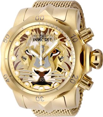 Invicta Venom 48172 Heren Horloge - Quartz Uurwerk - Roestvrij Staal met gouden Wijzerplaat - 54mm