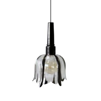 Tosel Suspensi&oacute;n metal vidrio negro D16 cm