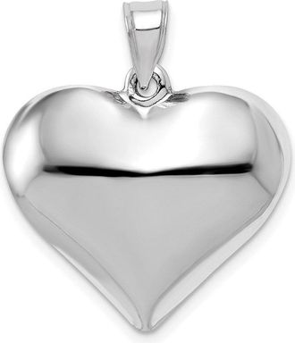 Diamond2Deal 14k White Gold Polished 3D Puffed Heart Pendant