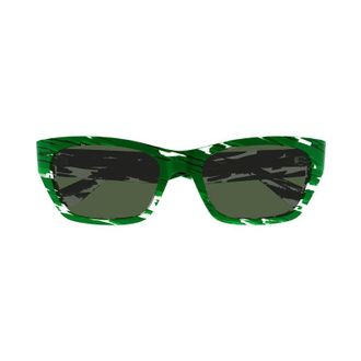 Bottega Veneta BV1143S004 Rectangle Full Rim Sunglasses - Green
