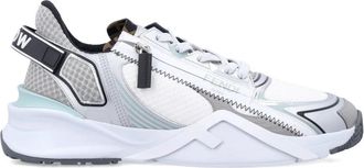 Fendi Zilveren Sneakers met Mesh Bovenwerk - Heren - Sneakers - Grijs - 44 EU - Polyester - Schoenen