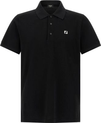Fendi FF Metallic Logo Polo Shirt - Heren - Polos - Zwart - XL - Katoen - Tops