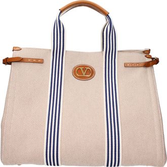 Valentino Garavani Antibes Herrens Handtaschen Beige/Blauer Stoff
