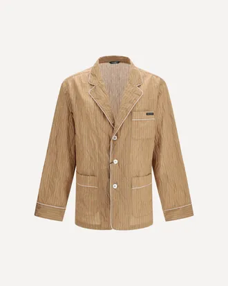 Dolce & Gabbana Vanity Shirt-style robe in froiss&eacute; striped fabric Male 50