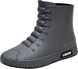 Generic Deck Shoes Mens Short Rain Boots Lightweight Non-Slip Work Shoes Waterproof Rubber Rain Shoes for Gardening Outdoor Mud Walking (Grey, 7.5)