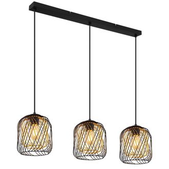Netlighting Dichti Bar Pendant Ceiling Light Matt Black 3x E27
