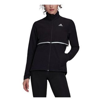 adidas (WMNS) adidas Logo Printing Stand Up Collar Zipper Long Sleeve Jacket Coat Black GU3834