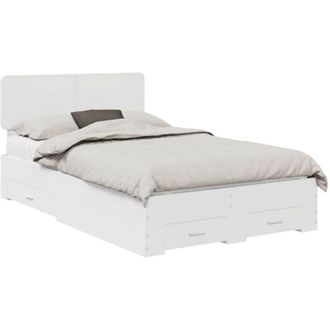 vidaXL Bed Frame with Headboard White 135 x 190 cm Engineered Wood vidaXL