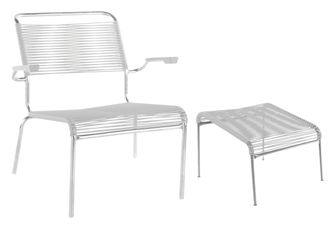 Schubiger M&ouml;bel Spaghetti-Lounger + Hocker S&auml;ntis mit Armlehnen