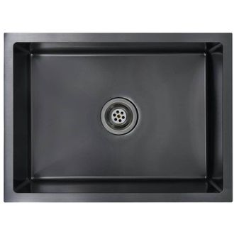 vidaXL Fregadero De Cocina Hecho A Mano Acero Inoxidable Negro Vidaxl
