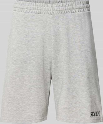 Review Regular Fit Shorts mit Label-Stitching in Hellgrau Melange, Gr&ouml;&szlig;e XXL