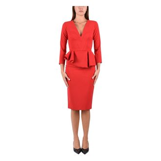 Elisabetta Franchi Jurk van lichte cr&ecirc;pe met ruche - Dames - Jurken - Rood - Maat: M Satijn