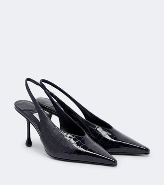 Jimmy Choo London Isa croc-effect leather slingback pumps