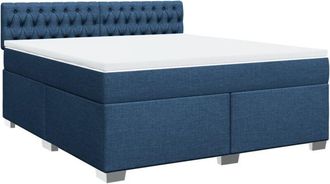 vidaXL Box Spring Bed with Mattress Blue 180x200 cm Fabric vidaXL