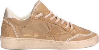 Golden Goose Womens Sneakers Ball Star Tobacco Suede Tobacco-Gold Leather Trainers Tobacco/gold