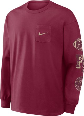 Nike Florida State Academic Max90 Pocket Nike Mens College Long-Sleeve T-Shirt in Red | 04TA69XFTN-U1K