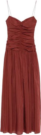 Matteau gathered drop waist maxi dress - women - Organic Cotton/Silk/Organic Cotton/Silk - 3 - Brown