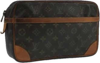 Louis Vuitton Pre-owned Canvas clutches - Dames - Vintage Tassen - Bruin - ONE Size - Leer - Vintage