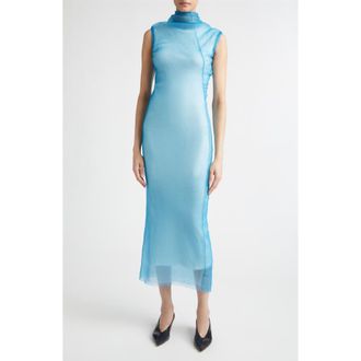 Jil Sander Double Layer Draped Organza Dress in Summer Lake at Nordstrom, Size 6 Us