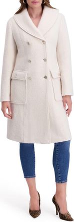 Kensie Double Breasted Bouclé Walker Coat in Ivory at Nordstrom Rack, Size X-Large