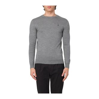Polo Ralph Lauren Round-neck Knitwear, male, Gray, XL, Merino Wool Crew Neck Jumper