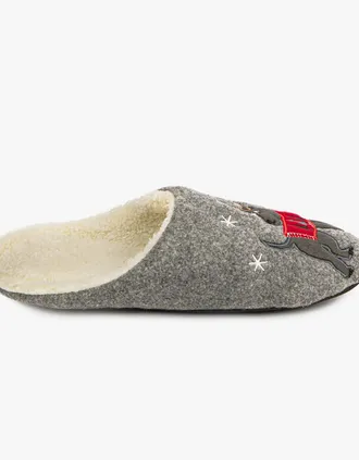 Totes Mens Totes Isotoner NOVELTY DOG Mens Mule Slippers Grey - Size: 7.5/8/7