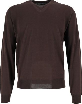 FILIPPO DE LAURENTIIS Jersey de Cuello V ML - Knitwear - Hombre - Marr&oacute;n - XL