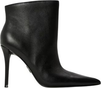 Steve Madden Leren enkellaarsjes met naaldhak voor dames (Zwart)