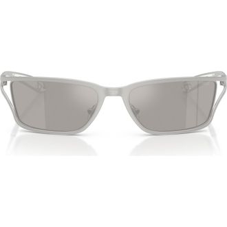 Diesel DL1015 58mm Rectangular Sunglasses in Matte Silver /Mirror Silver at Nordstrom