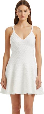 Balmain White Textured V Neck Mini Dress