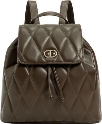 Twinset Tassen, Dames, Bruin, ONE Size, Polyester, Gewatteerde Rugzak met Trekkoord